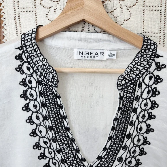 Ingear Resort White and Black Embroidered Top - Picture 13 of 13